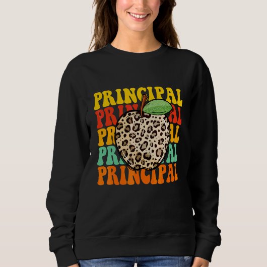 Leopard Apfel Schulleiter Lehrer Anerkennung Rücke Sweatshirt (Vorderseite)