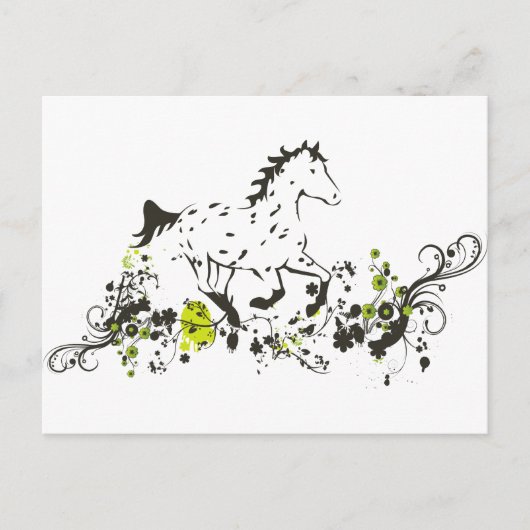Leopard Appaloosa mit Blumendruck Postkarte (Vorderseite)