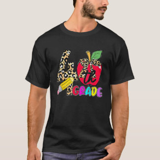 Leopard Apple 4Th Grade Student Teacher Back To Sc T-Shirt