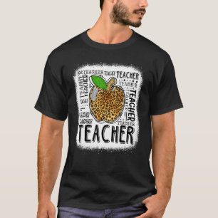 Leopard Apple Lehrerin Typografie zurück zur Schul T-Shirt