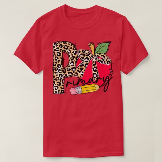 Leopard Apple Primarschullehrer zurück T-Shirt (Design vorne)