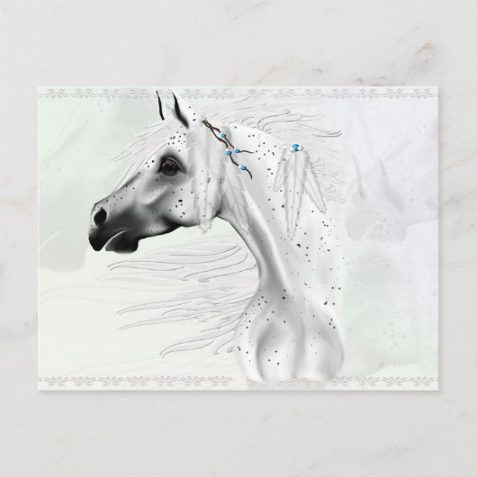 Leopard Appy and White Feathers Postcard Postkarte (Vorderseite)