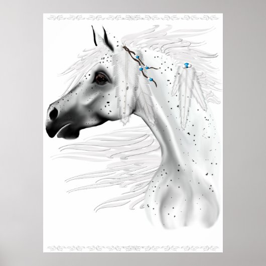 Leopard Appy and White Feathers Poster (Vorne)