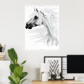 Leopard Appy and White Feathers Poster (Heimbüro)