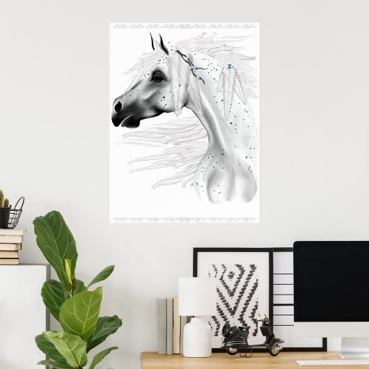 Leopard Appy and White Feathers Poster (Heimbüro)