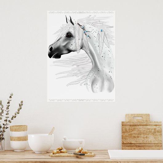 Leopard Appy and White Feathers Poster (Küche)