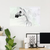 Leopard Appy and White Feathers Print Poster (Heimbüro)