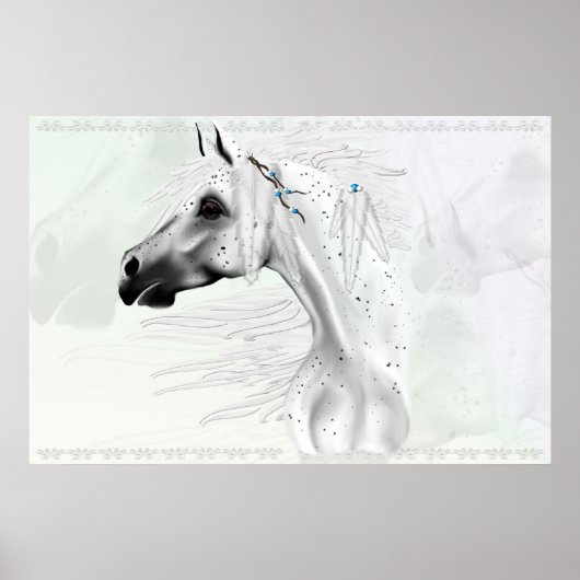 Leopard Appy and White Feathers Print Poster (Vorne)