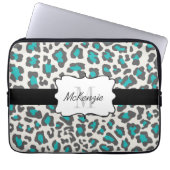 Leopard-Aqua-graues Weiß-Neopren-Laptop-Hülse Laptopschutzhülle (Vorderseite)