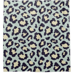 Leopard aquamarin, schwarz, gelb duschvorhang