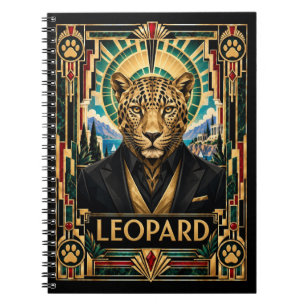 Leopard, Art Deco Wildtiere Notizblock