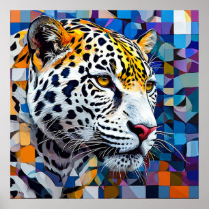 Leopard auf blauem Hintergrund Poster