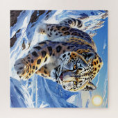 Leopard auf blauem Hintergrund Puzzle (Horizontal)