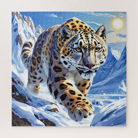 Leopard auf blauem Hintergrund Puzzle (Vertikal)