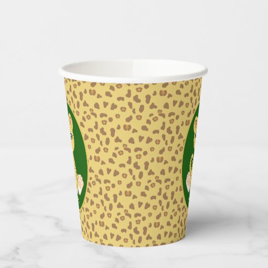 Leopard auf dem Party "Green Brown & Golden Beige" Pappbecher (Links)