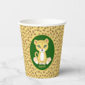 Leopard auf dem Party "Green Brown & Golden Beige" Pappbecher (Vorderseite)