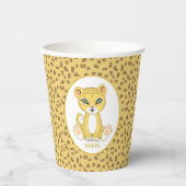 Leopard auf den Papierstapeln des braunen und gold Pappbecher (Vorderseite)