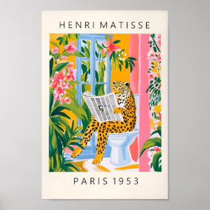 Leopard auf der Toilette, schönes Poster im Bad, M