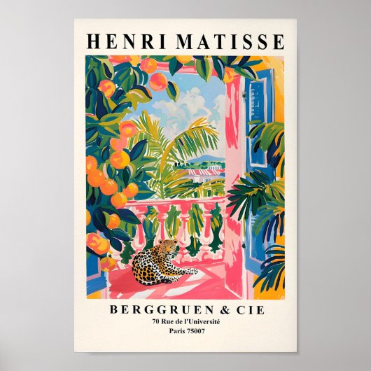 Leopard auf einem Balkon, Matisse Print, Stranddek Poster (Vorne)