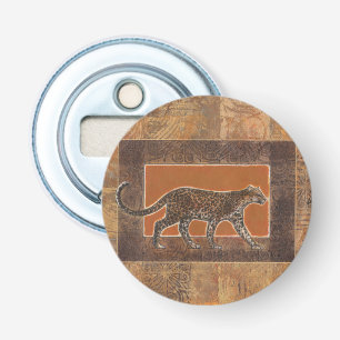 Leopard auf Orange und Brown-Hintergrund Flaschenöffner
