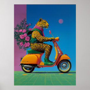 Leopard auf Rädern: Eine stilvolle Fahrt, Poster