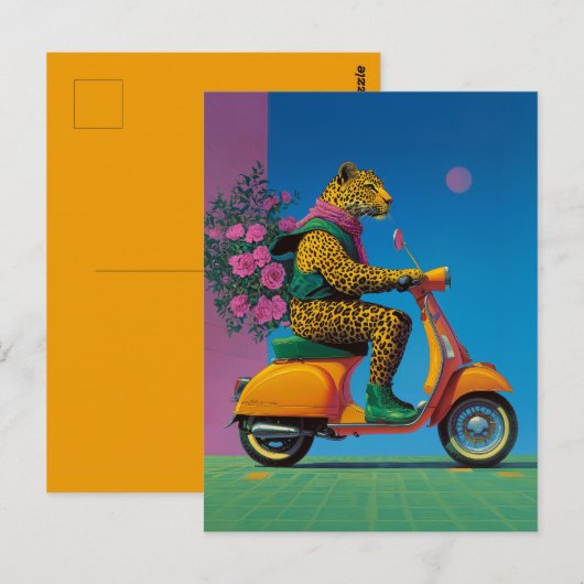 Leopard auf Rädern: Eine stilvolle Fahrt, Postkarte (Vorne/Hinten)