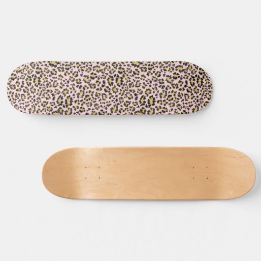 Leopard auf rosa Musterskateboard Skateboard (Horizontal)