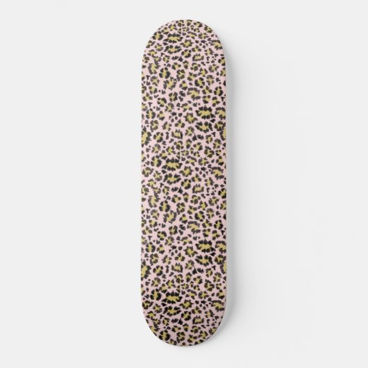 Leopard auf rosa Musterskateboard Skateboard (Vorderseite)