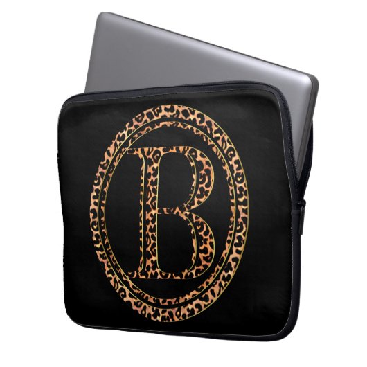 Leopard B Laptopschutzhülle (Vorderseite Links)