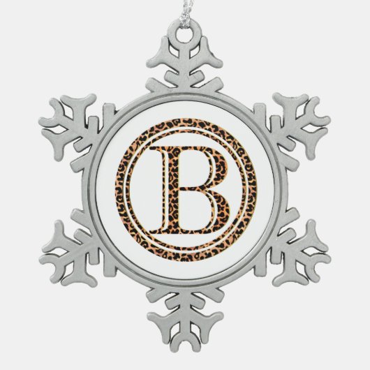 Leopard B Schneeflocken Zinn-Ornament (Vorderseite)