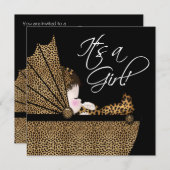 Leopard Baby Girl Dusche Einladung (Vorne/Hinten)