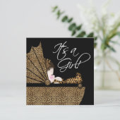 Leopard Baby Girl Dusche Einladung (Stehend Vorderseite)