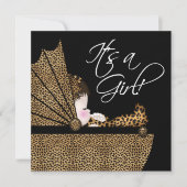 Leopard Baby Girl Dusche Einladung (Vorderseite)