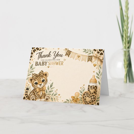 Leopard Baby Shower Danke (Vorderseite)