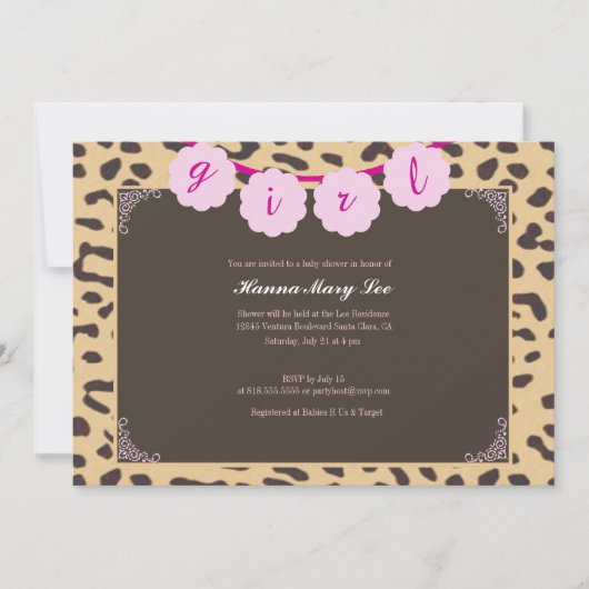 Leopard Baby Shower Einladung (Vorderseite)