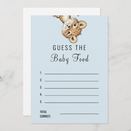 Leopard Babydusche Raten Sie die Babynahrung Einladung (Vorne/Hinten)