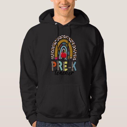 Leopard Back To School Rainbow Pre K Teacher Hoodie (Vorderseite)