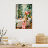 Leopard-Bad-Poster, Lustige Tier-Badezimmer-Kunst Poster (Küche)