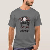 Leopard Ball Mama Life Messy Bun Game Day Mütter T-Shirt (Vorderseite)