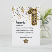 Leopard Balloon Einladung zum 1. Geburtstag (Stehend Vorderseite)