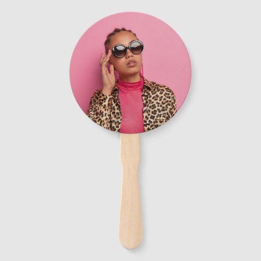 Leopard Balloon Script Birthday Foto Personalisier Fächer (Rückseite)