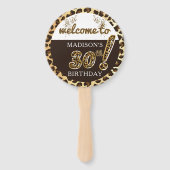 Leopard Balloon Script Birthday Foto Personalisier Fächer (Vorderseite)