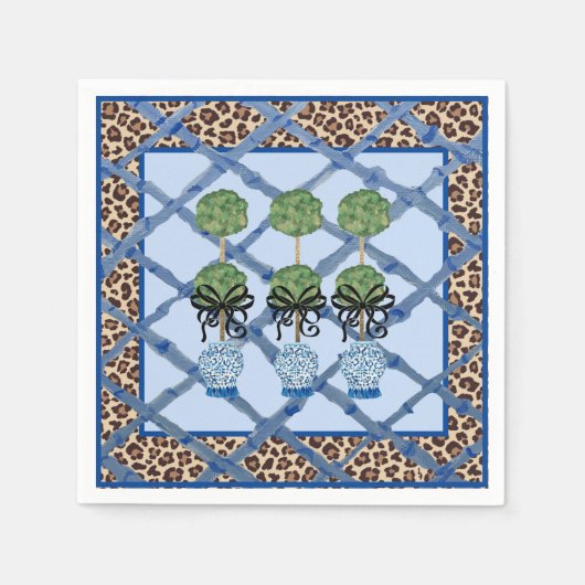 Leopard Bamboo Chinoiserie Ginger Jar Paper Serviette (Vorderseite)