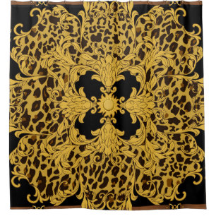Leopard Barock, Ornamentales Tiermuster Duschvorhang