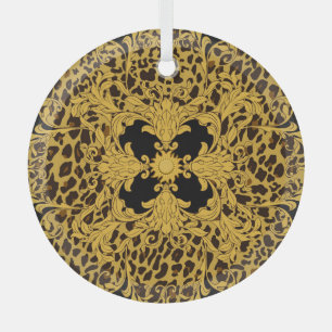 Leopard Barock, Ornate Tierdruck Ornament Aus Glas