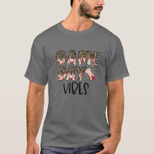 Leopard Baseball Game Day Vibes Baseball Mama Moth T-Shirt