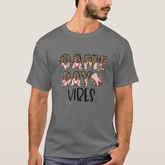 Leopard Baseball Game Day Vibes Baseball Mama Moth T-Shirt (Vorderseite)