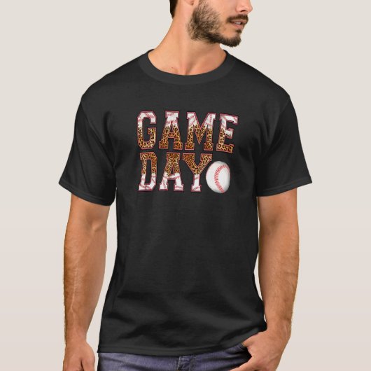 Leopard Baseball Game Day Vibes Baseball Mama Moth T-Shirt (Vorderseite)