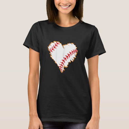 Leopard Baseball Heart Baseball Fans Baseball T-Shirt (Vorderseite)