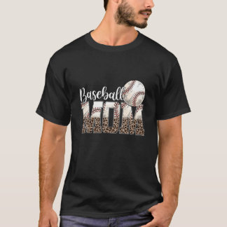 Leopard Baseball Mama Life Game Day Chefin Mama Mo T-Shirt